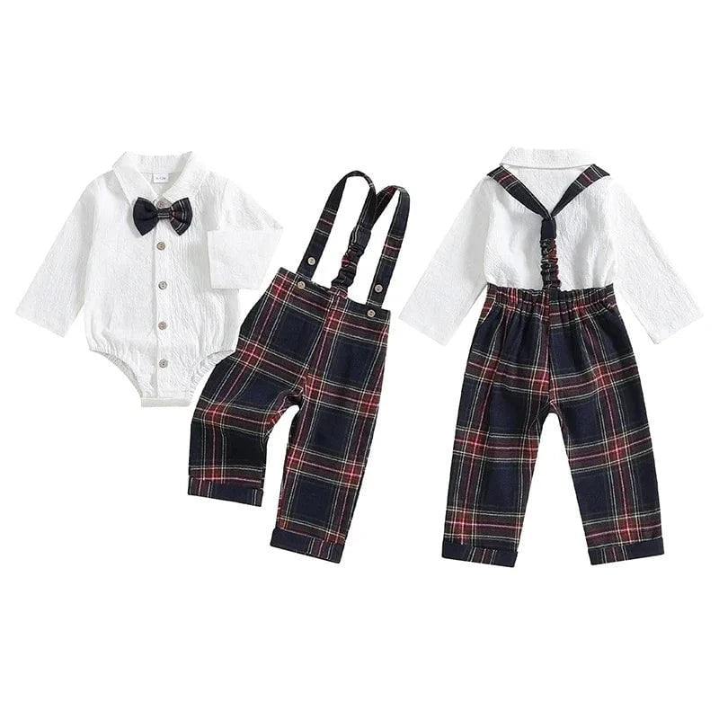 Giggles And Grab Baby Boy Gentleman Outfits - Long Sleeve Lapel Romper" c / 9M Baby Boy Gentleman Outfits - Long Sleeve Lapel Romper"