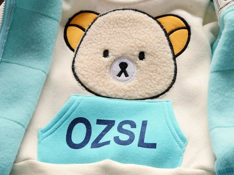 Giggles And Grab Baby Boys And Girls Clothing Set Tricken Fleece Children Hooded Outerwear Tops Pants 3PCS Outfits Kids Toddler Warm Costume Suit