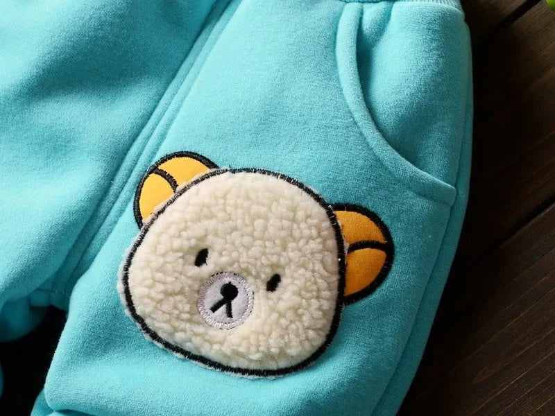 Giggles And Grab Baby Boys And Girls Clothing Set Tricken Fleece Children Hooded Outerwear Tops Pants 3PCS Outfits Kids Toddler Warm Costume Suit