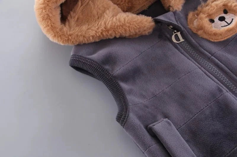 Giggles And Grab Baby Boys And Girls Clothing Set Tricken Fleece Children Hooded Outerwear Tops Pants 3PCS Outfits Kids Toddler Warm Costume Suit