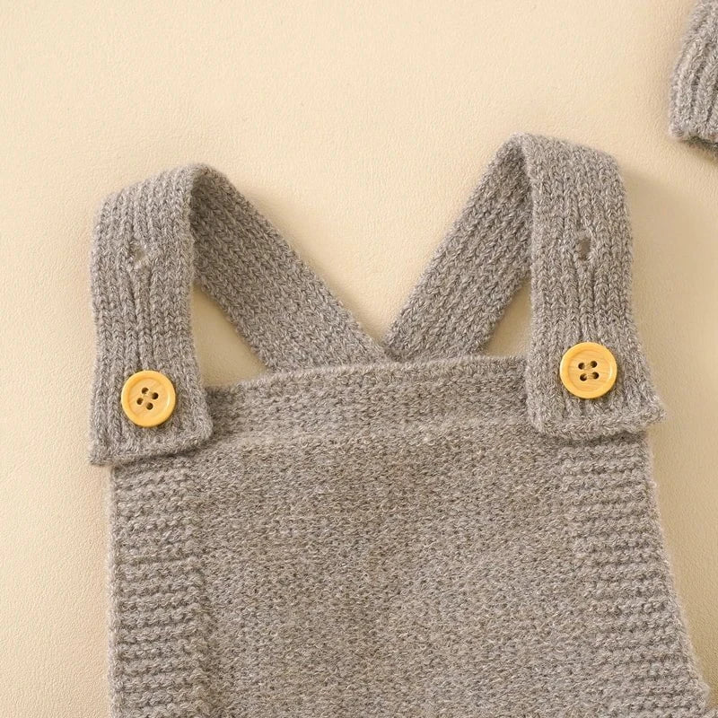 Giggles And Grab Baby Boys Girls Rompers Hats Clothes Fashion Sleeveless Knitted Newborn Infant Netural Strap Jumpsuits Outfits Sets Toddler Wear