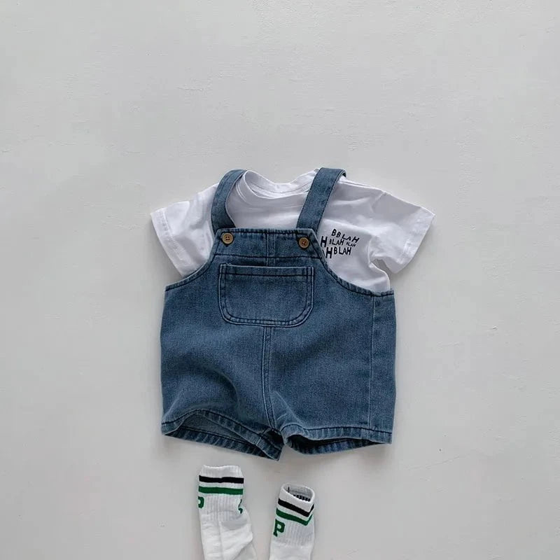 Giggles And Grab Baby clothing set 2024 Summer Baby Clothing Set Girls Clothes Infant Tee and Denim Overall Suit Toddler Boys Outfit"