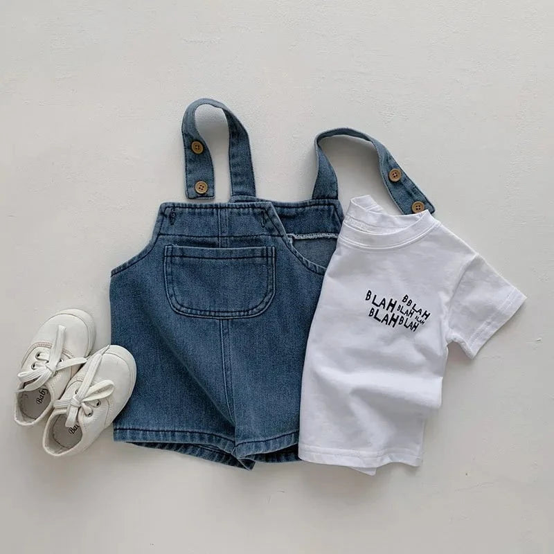 Giggles And Grab Baby clothing set 2024 Summer Baby Clothing Set Girls Clothes Infant Tee and Denim Overall Suit Toddler Boys Outfit"