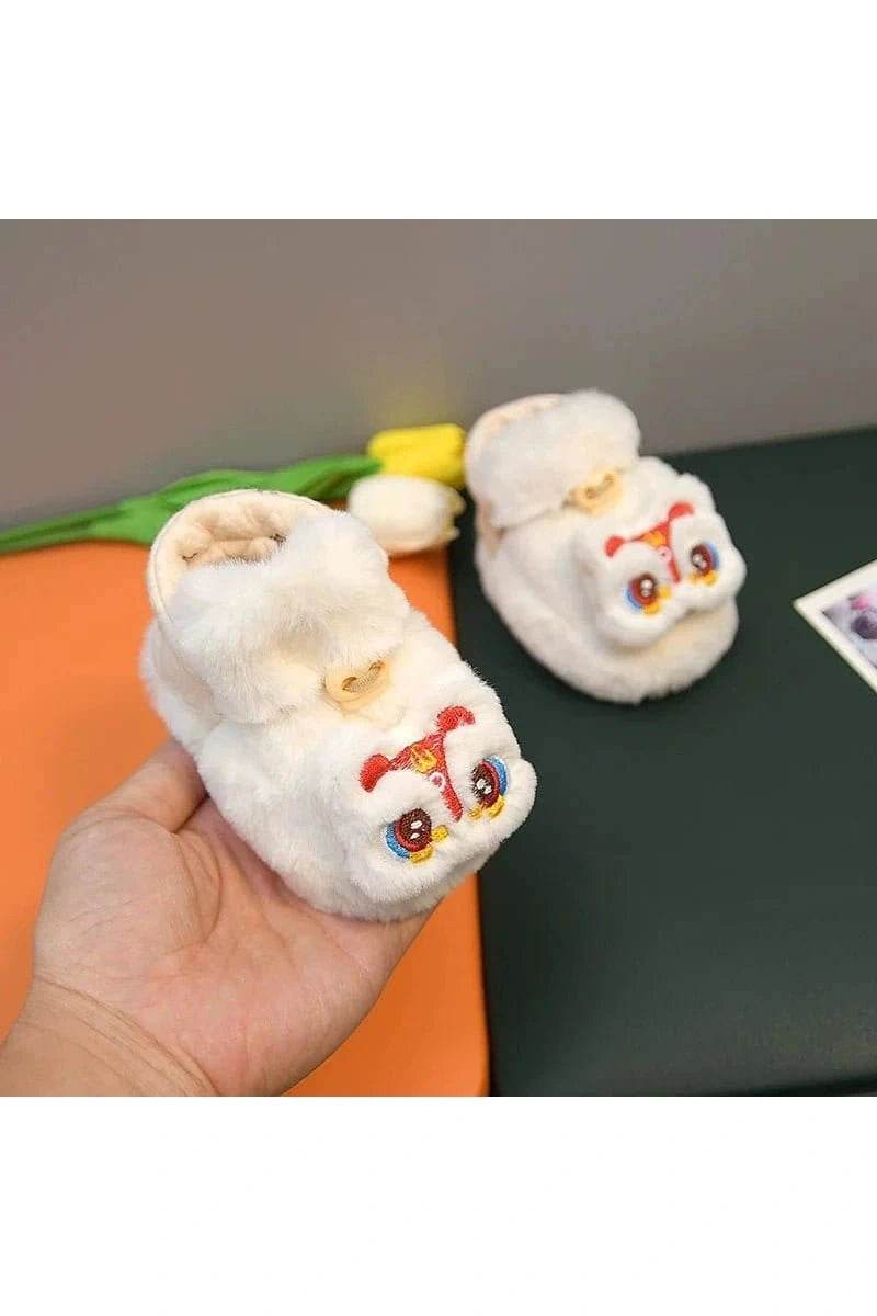 Heattech Baby Shoes - Tiger Head Design Soft Shoes for 0-1 Year Old, No Heel Slippage, Autumn & Winter - Giggles And Grab