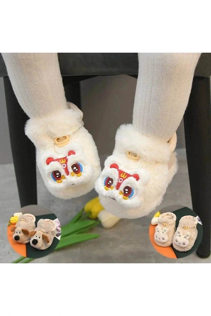 Heattech Baby Shoes - Tiger Head Design Soft Shoes for 0-1 Year Old, No Heel Slippage, Autumn & Winter - Giggles And Grab