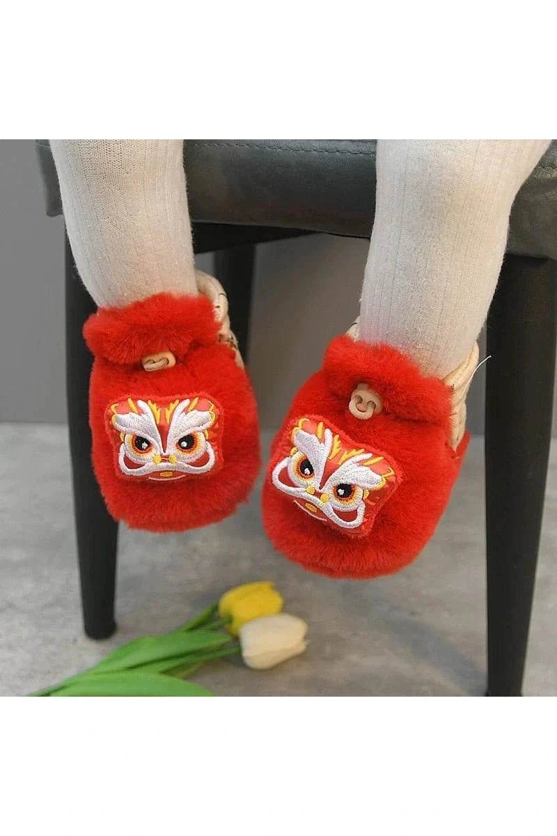 Heattech Baby Shoes - Tiger Head Design Soft Shoes for 0-1 Year Old, No Heel Slippage, Autumn & Winter - Giggles And Grab