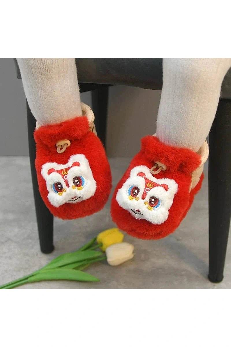 Heattech Baby Shoes - Tiger Head Design Soft Shoes for 0-1 Year Old, No Heel Slippage, Autumn & Winter - Giggles And Grab
