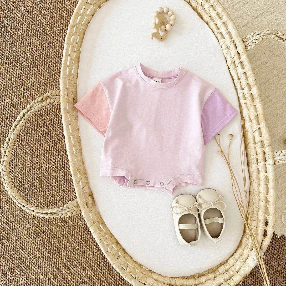 Summer Children's Clothes – Baby Boy T-Shirt + Pant 2PCS Set, Kids Solid Short Sleeve Elastic Waist Suit, Toddler Girl Clothes, Baby Outfit - Giggles And Grab