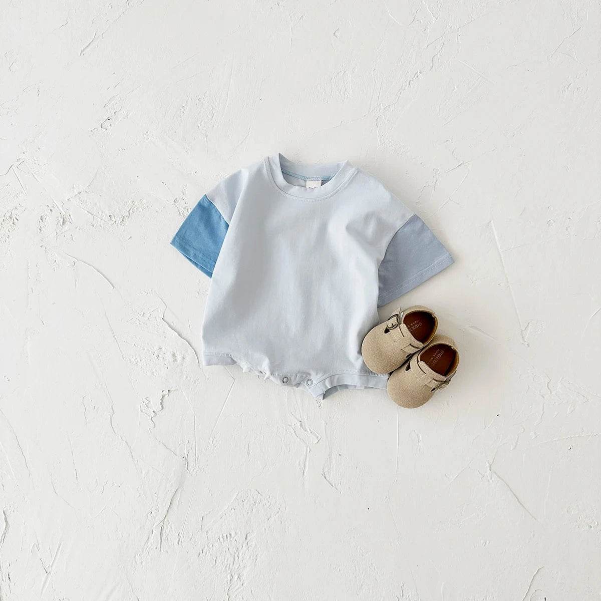 Summer Children's Clothes – Baby Boy T-Shirt + Pant 2PCS Set, Kids Solid Short Sleeve Elastic Waist Suit, Toddler Girl Clothes, Baby Outfit - Giggles And Grab