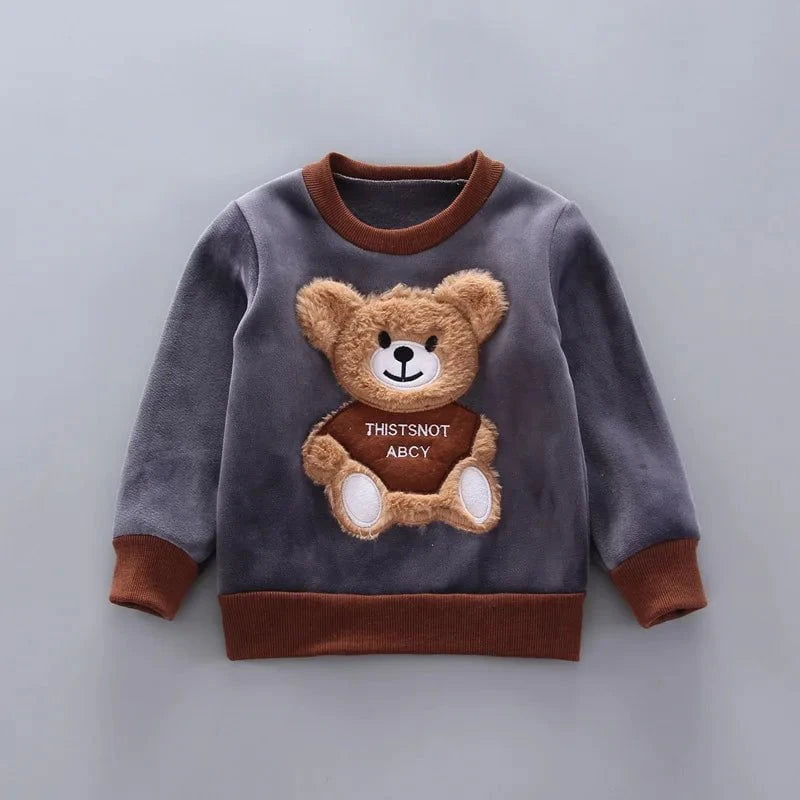 Giggles And Grab Baby thick fleece bear outfit Autumn Winter Baby Boys Clothes Set – Thick Fleece Cartoon Bear Jacket, Vest & Pants 3PCS Cotton Sport Suit for Girls, Warm Outfits"