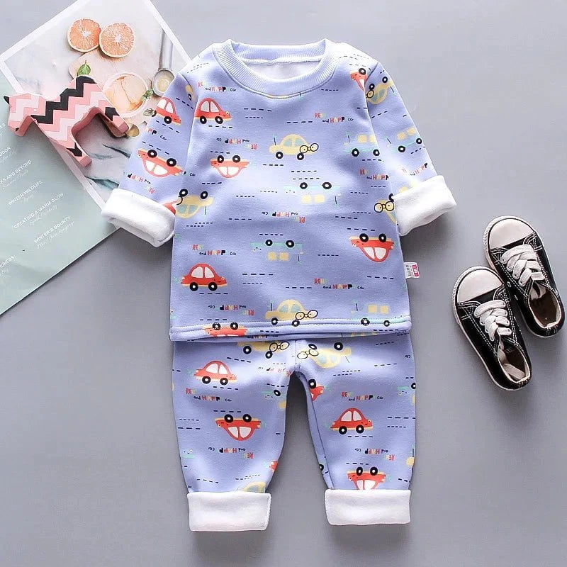Giggles And Grab Baby thick fleece bear outfit Blue 1 / 18-24M Autumn Winter Baby Boys Clothes Set – Thick Fleece Cartoon Bear Jacket, Vest & Pants 3PCS Cotton Sport Suit for Girls, Warm Outfits"