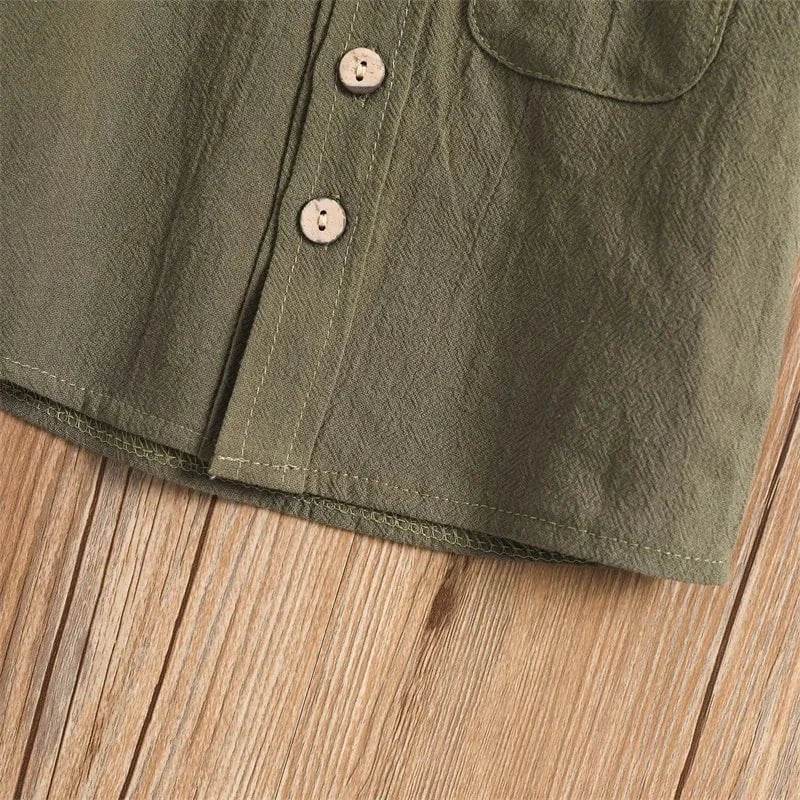 Baby Boy Summer Clothes – Toddler Infant Short Sleeve Solid Cotton Linen T-Shirt Tops & Casual Shorts Set, 2PCS Outfits - Giggles And Grab