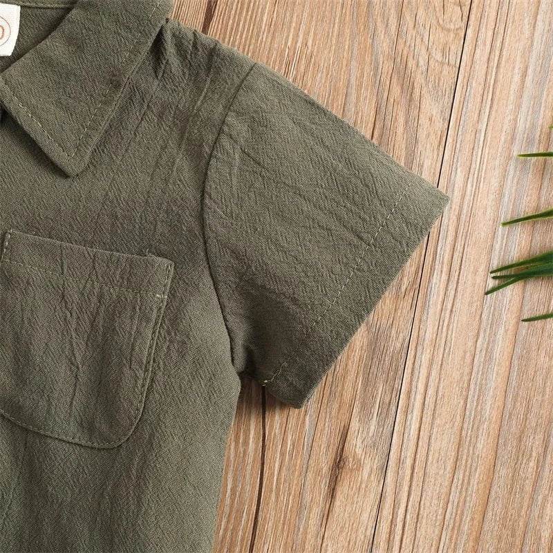 Baby Boy Summer Clothes – Toddler Infant Short Sleeve Solid Cotton Linen T-Shirt Tops & Casual Shorts Set, 2PCS Outfits - Giggles And Grab
