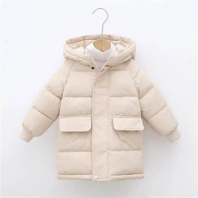Kids Down Long Outerwear Winter Autumn Teen Cotton Clothes Boys Girls Cotton-Padded Parka Coats Big Children Thicken Warm Jacket - Giggles And Grab