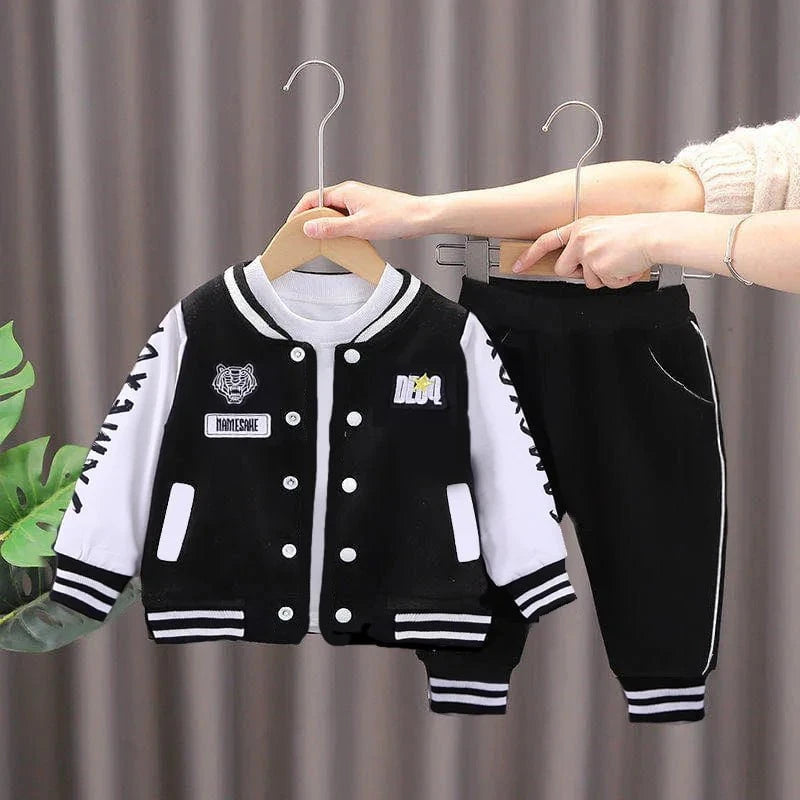 Giggles And Grab Black / 18-24M(Size 90) New Spring Autumn Baby Boys Clothing Set Cartoon Tiger Baseball Jacket + Pants 2Pcs Toddler Kids Tracksuits Children Clothes