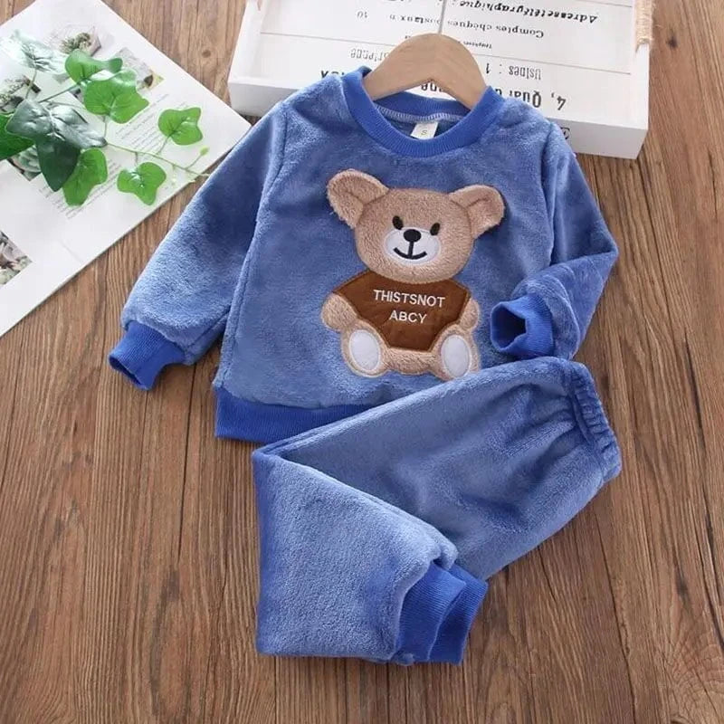 Giggles And Grab Blue 1 / 4T Baby Boys And Girls Clothing Set Tricken Fleece Children Hooded Outerwear Tops Pants 3PCS Outfits Kids Toddler Warm Costume Suit
