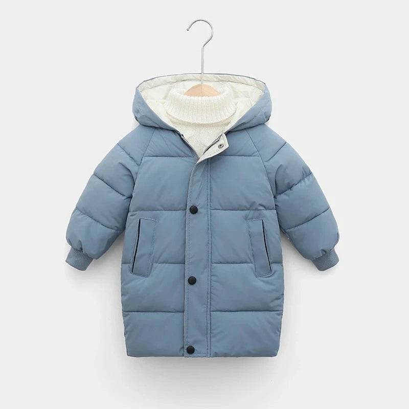 Kids Down Long Outerwear Winter Autumn Teen Cotton Clothes Boys Girls Cotton-Padded Parka Coats Big Children Thicken Warm Jacket - Giggles And Grab