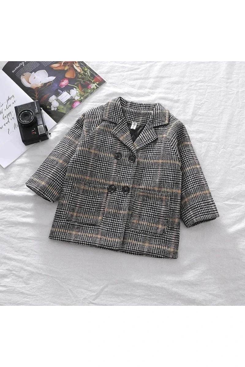 New Spring Autumn Boys Long Grid Design Trench Coat – British Style Jacket for Kids (2-6 Years) - Giggles And Grab
