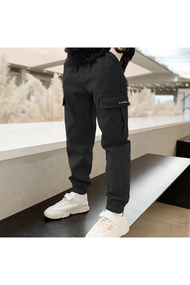 Giggles And Grab "Boys' Fall/Winter Warm Lined Hoodie and Tracksuit Pants Set - Casual Sportswear" P078-Black / 9-10(Size 150) "Boys' Fall/Winter Warm Lined Hoodie and Tracksuit Pants Set - Casual Sportswear"