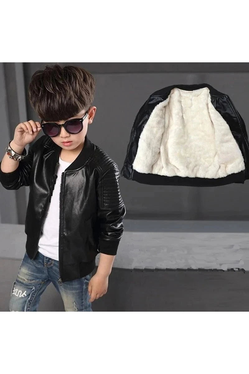Giggles And Grab Boys' Fashion Coats - Autumn/Winter Outerwear for Trendy Kids" black plus velvet / 140cm Boys' Fashion Coats - Autumn/Winter Outerwear for Trendy Kids"