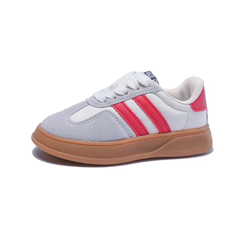 Giggles And Grab Boys shoes "Kids Suede Color-Blocked Lace-Up Sneakers 2022 Autumn, Sizes 26-37"