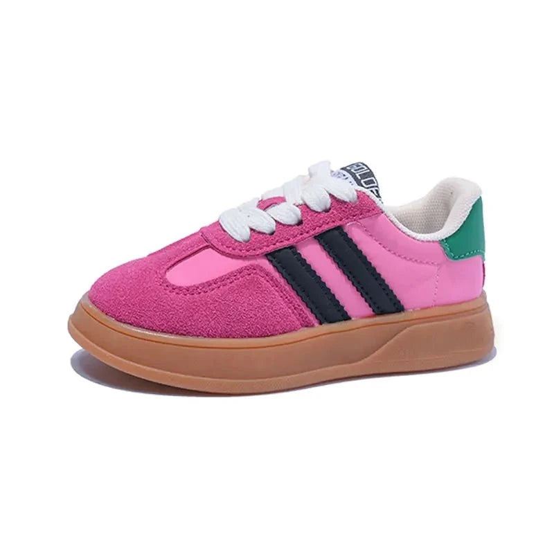 Giggles And Grab Boys shoes "Kids Suede Color-Blocked Lace-Up Sneakers 2022 Autumn, Sizes 26-37"