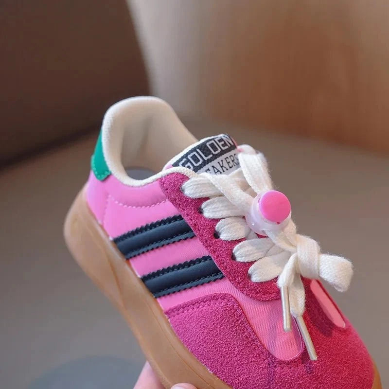 Giggles And Grab Boys shoes "Kids Suede Color-Blocked Lace-Up Sneakers 2022 Autumn, Sizes 26-37"