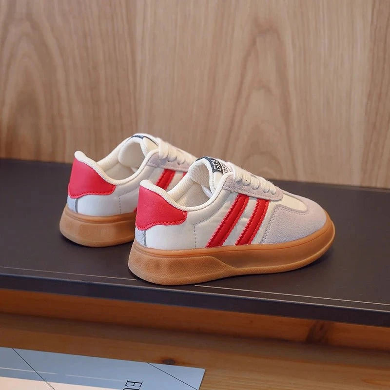 Giggles And Grab Boys shoes "Kids Suede Color-Blocked Lace-Up Sneakers 2022 Autumn, Sizes 26-37"