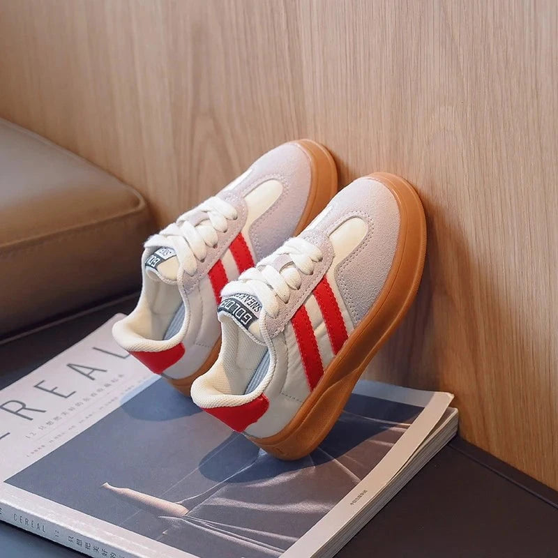 Giggles And Grab Boys shoes "Kids Suede Color-Blocked Lace-Up Sneakers 2022 Autumn, Sizes 26-37"