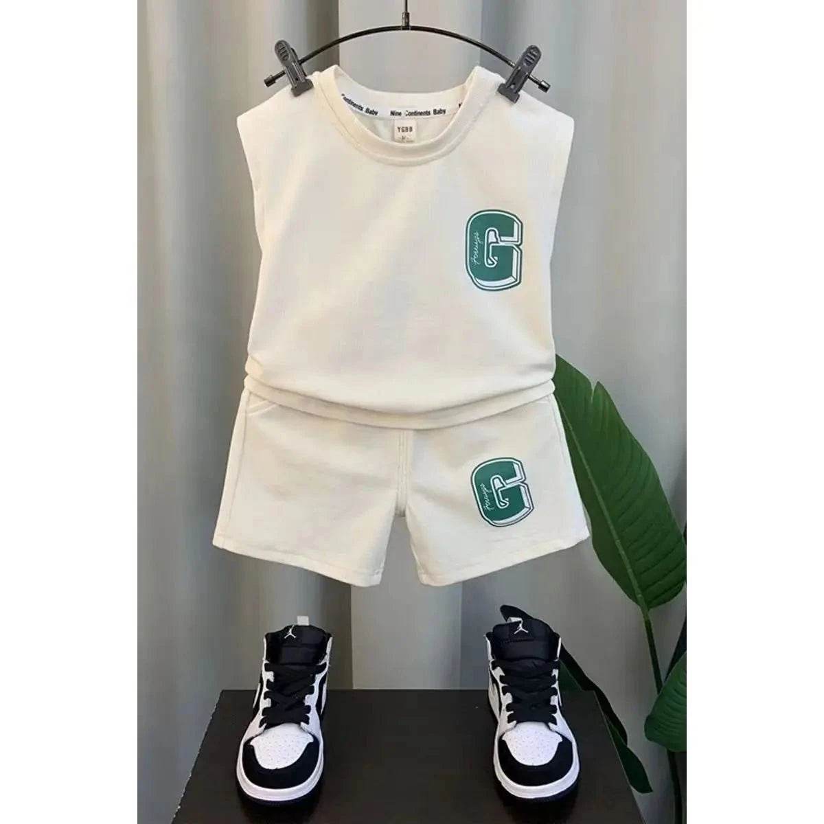 Kids Boys Summer Vest Set – New Fashionable Baby Net Red Clothes, Boys & Children's Fashion Two-Piece Set, Kids Outfits - Giggles And Grab