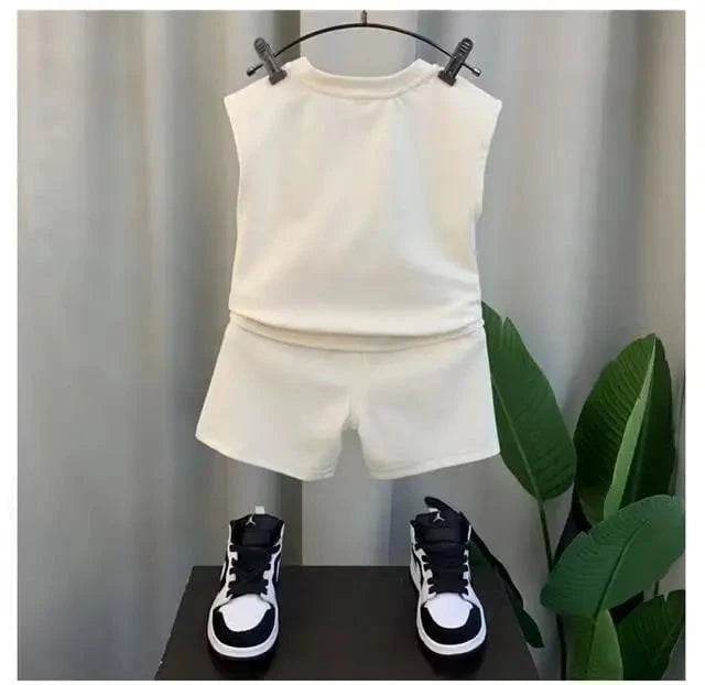Kids Boys Summer Vest Set – New Fashionable Baby Net Red Clothes, Boys & Children's Fashion Two-Piece Set, Kids Outfits - Giggles And Grab