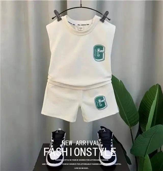 Kids Boys Summer Vest Set – New Fashionable Baby Net Red Clothes, Boys & Children's Fashion Two-Piece Set, Kids Outfits - Giggles And Grab