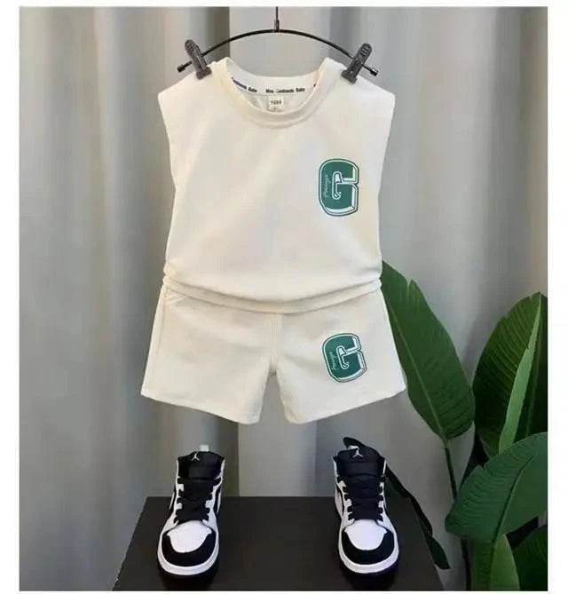 Kids Boys Summer Vest Set – New Fashionable Baby Net Red Clothes, Boys & Children's Fashion Two-Piece Set, Kids Outfits - Giggles And Grab