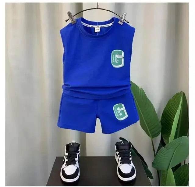 Kids Boys Summer Vest Set – New Fashionable Baby Net Red Clothes, Boys & Children's Fashion Two-Piece Set, Kids Outfits - Giggles And Grab