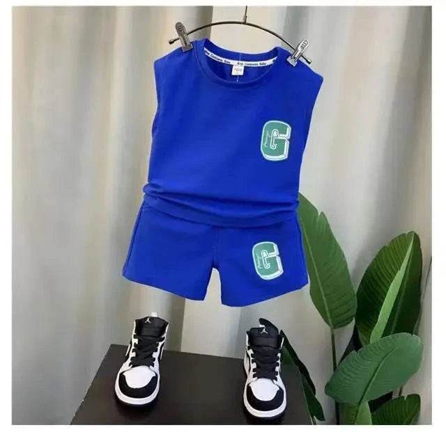 Kids Boys Summer Vest Set – New Fashionable Baby Net Red Clothes, Boys & Children's Fashion Two-Piece Set, Kids Outfits - Giggles And Grab