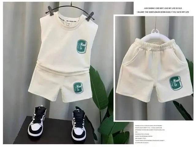 Kids Boys Summer Vest Set – New Fashionable Baby Net Red Clothes, Boys & Children's Fashion Two-Piece Set, Kids Outfits - Giggles And Grab