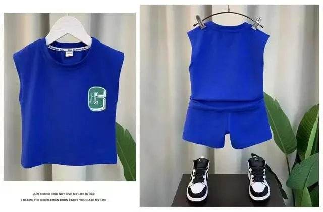 Kids Boys Summer Vest Set – New Fashionable Baby Net Red Clothes, Boys & Children's Fashion Two-Piece Set, Kids Outfits - Giggles And Grab
