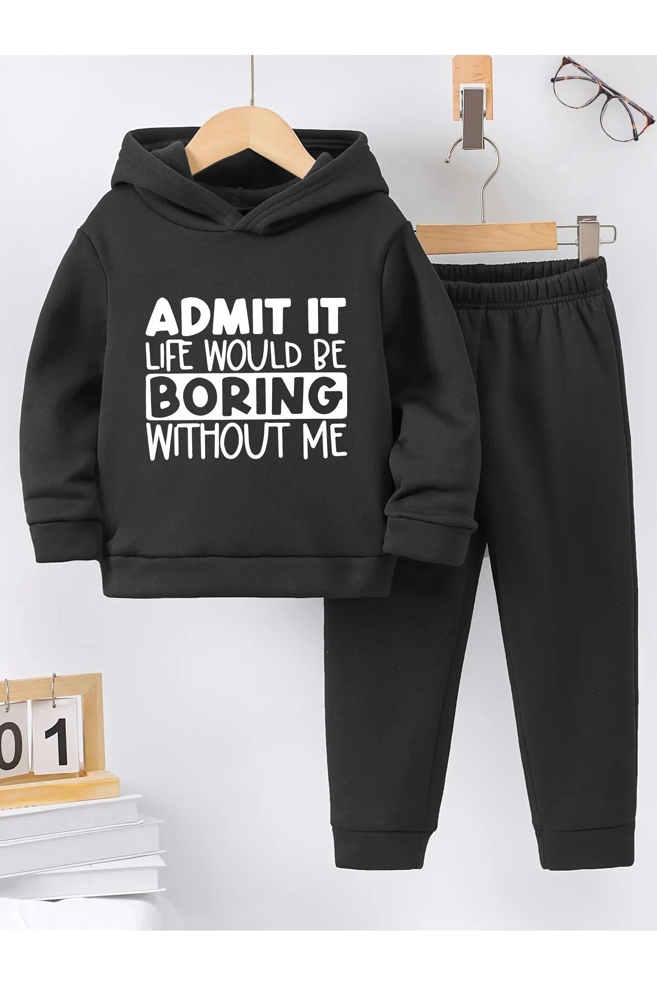 Giggles And Grab Boys' Warm Lined Hoodie and Tracksuit Pants Set NT60048-H / 100 "Boys' Warm Lined Hoodie & Tracksuit Pants Set - Fall/Winter Casual Sportswear"