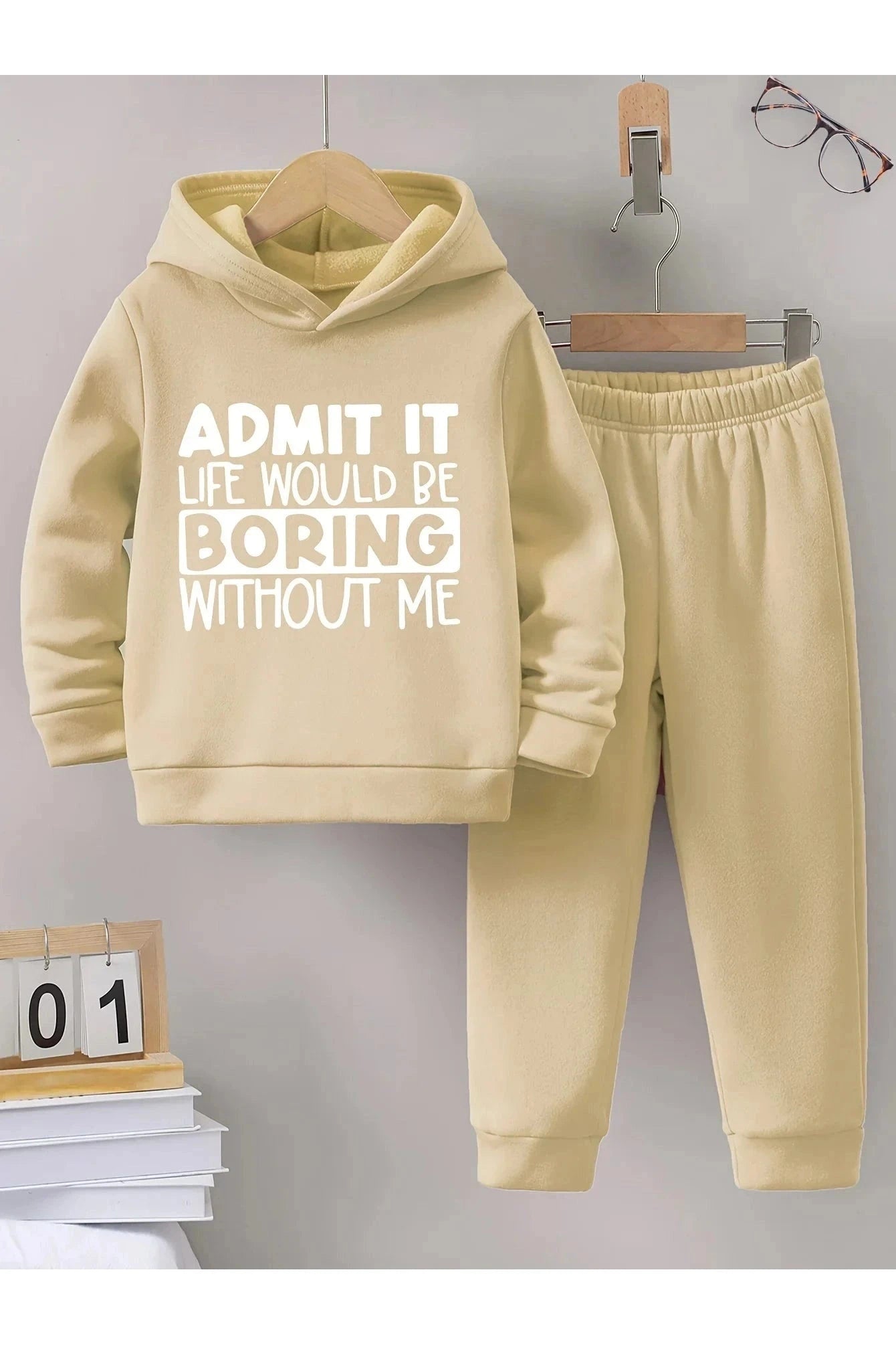 Giggles And Grab Boys' Warm Lined Hoodie and Tracksuit Pants Set NT60048-X / 100 "Boys' Warm Lined Hoodie & Tracksuit Pants Set - Fall/Winter Casual Sportswear"
