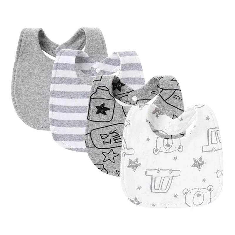 4Pcs Baby Bibs Burp Clothes Cotton Newborn Bibs for Girls Boys Baby Stuff Infant Accessories Toddler Saliva Towels Baby Care - Giggles And Grab