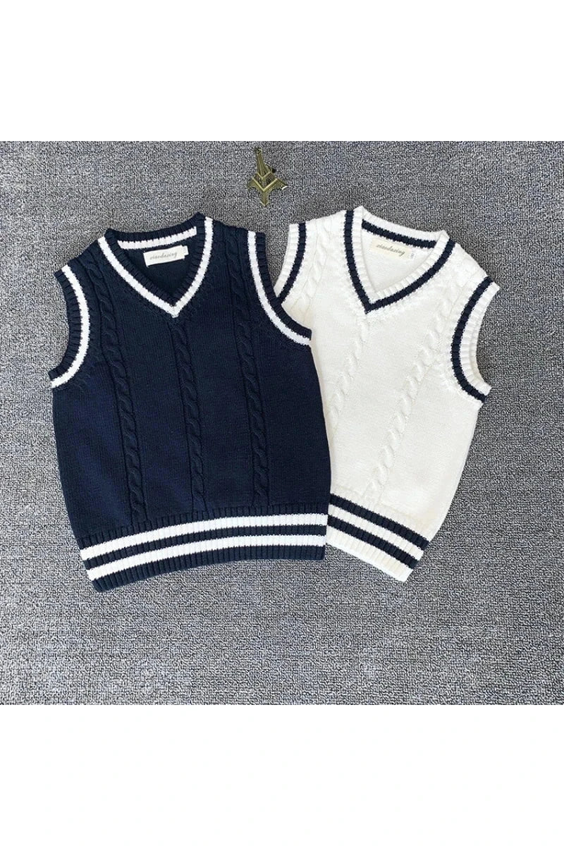 Giggles And Grab Children sweaters Children's School Uniform Sweater Vest - Knitted Wool Camisole for Girls & Boys, College Style"