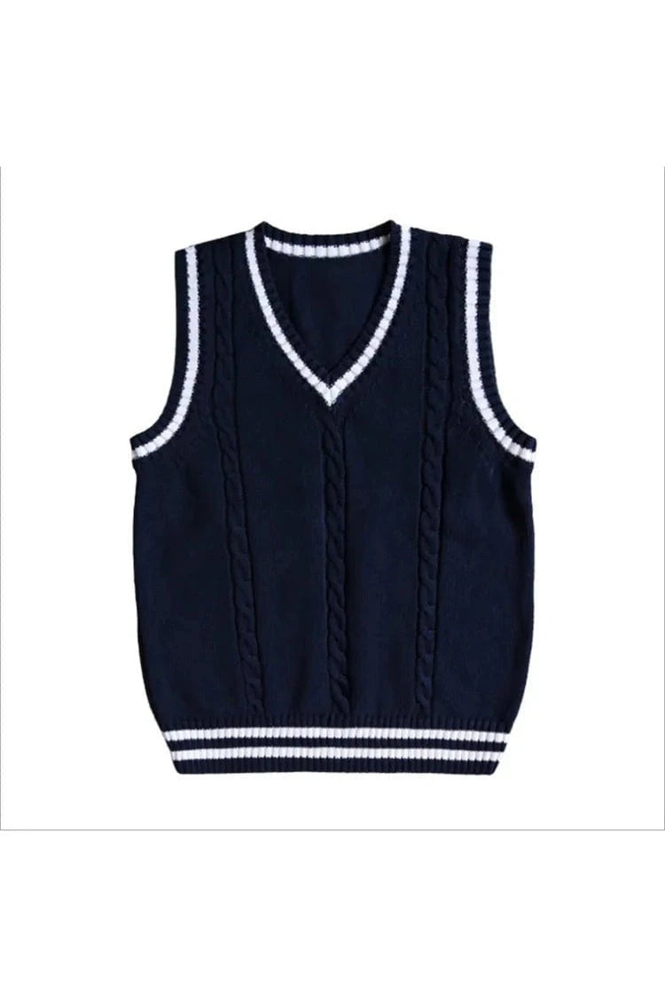 Giggles And Grab Children sweaters dark blue / 80cm Children's School Uniform Sweater Vest - Knitted Wool Camisole for Girls & Boys, College Style"