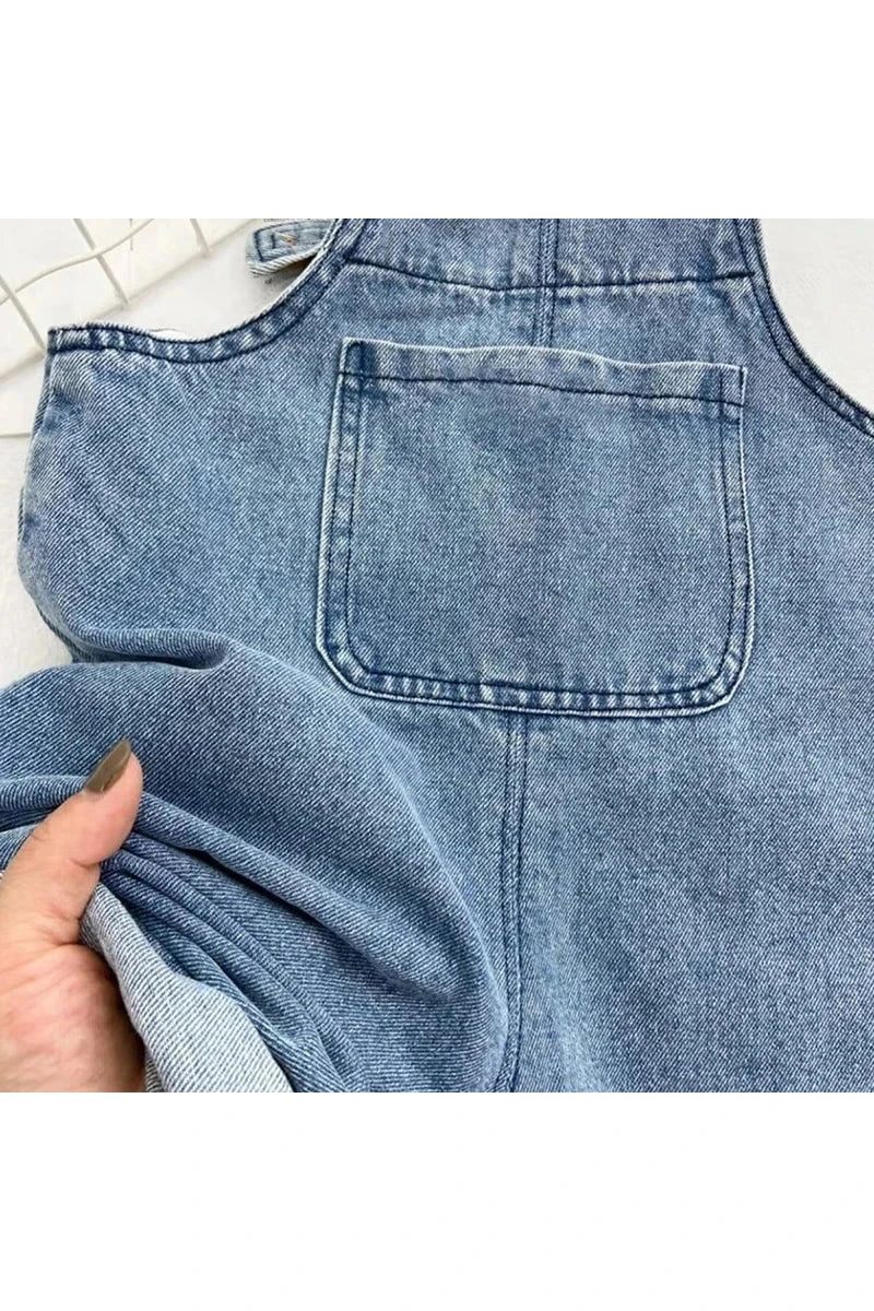 Giggles And Grab Childrens Cotton Denim Overalls For Boys& Girls "Children's Cotton Denim Overalls with Suspenders - Casual Loose Fit Jumpsuit for Boys & Girls"