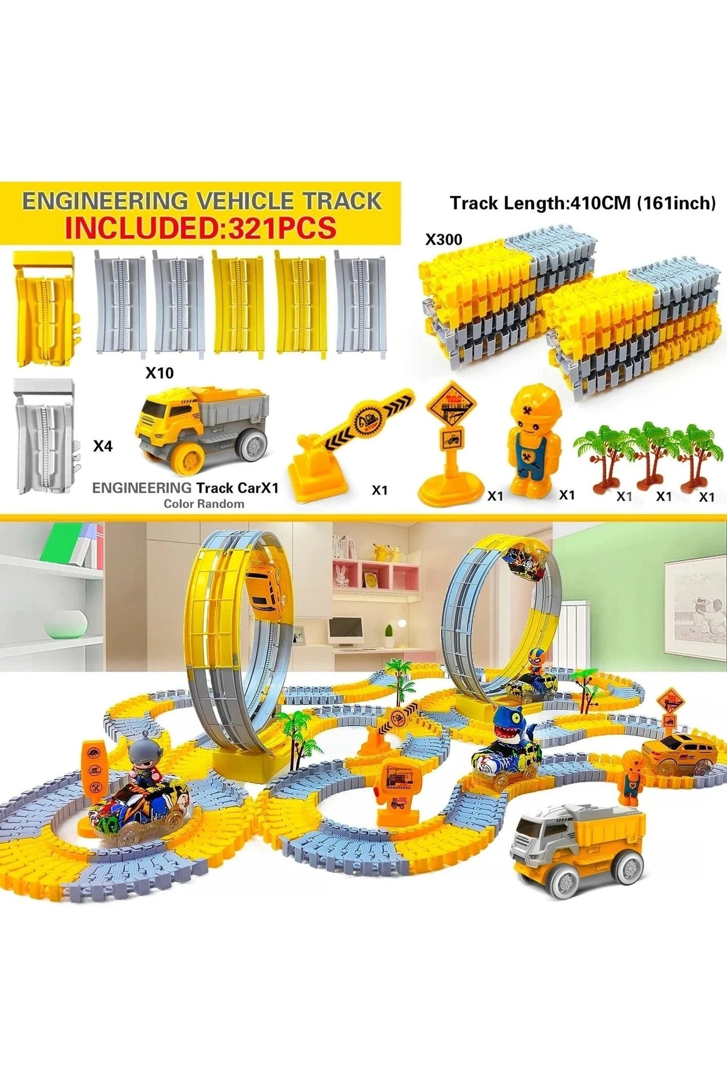 Giggles And Grab Engineering rail car toy 321 Track set "Engineering Rail Car Toy - Magical Birthday Gift for Boys"
