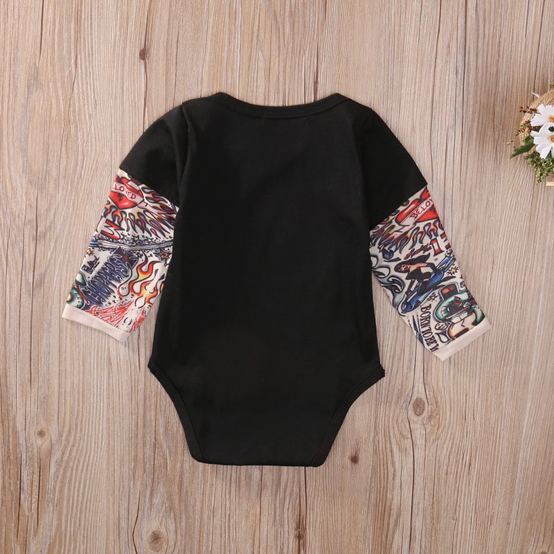 Giggles And Grab Fashion newborn Fashion Newborn Baby Girl Boys Romper Bodysuit Clothes Tattoos Print Rock Children Boy Baby Clothing Jumpsuit Outfits"