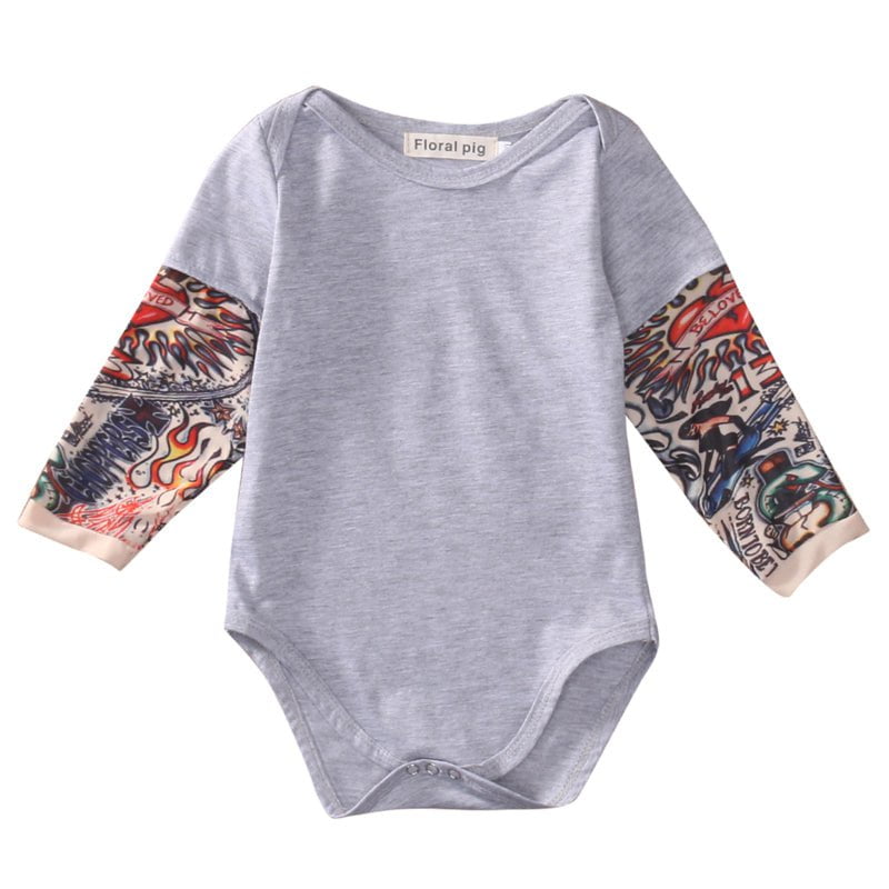 Giggles And Grab Fashion newborn Fashion Newborn Baby Girl Boys Romper Bodysuit Clothes Tattoos Print Rock Children Boy Baby Clothing Jumpsuit Outfits"