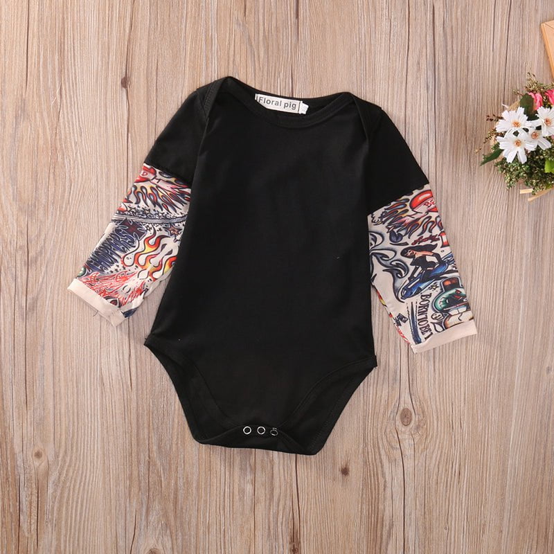 Giggles And Grab Fashion newborn Fashion Newborn Baby Girl Boys Romper Bodysuit Clothes Tattoos Print Rock Children Boy Baby Clothing Jumpsuit Outfits"