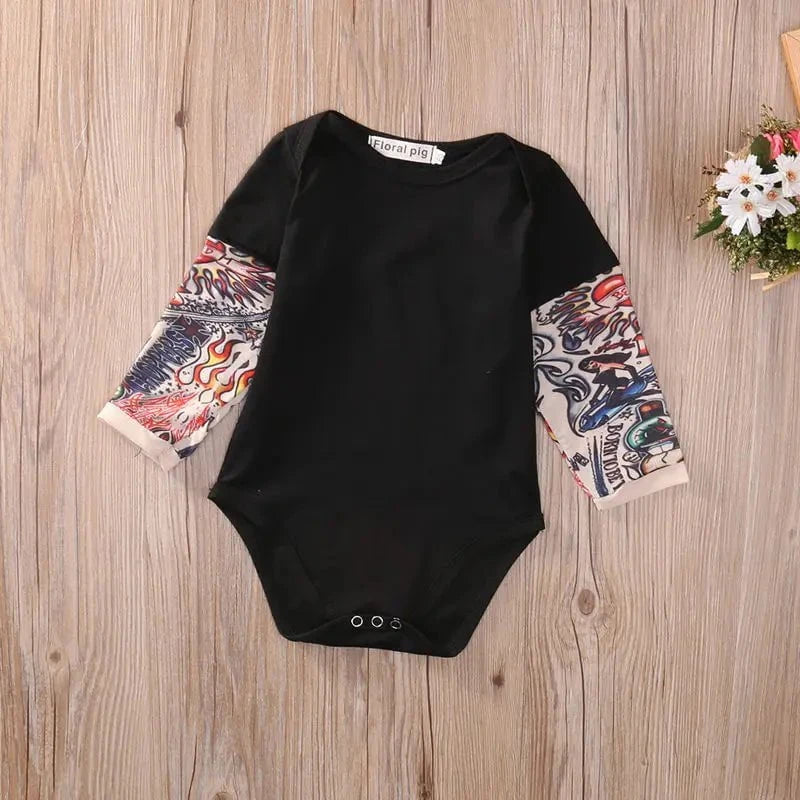 Giggles And Grab Fashion newborn Fashion Newborn Baby Girl Boys Romper Bodysuit Clothes Tattoos Print Rock Children Boy Baby Clothing Jumpsuit Outfits"