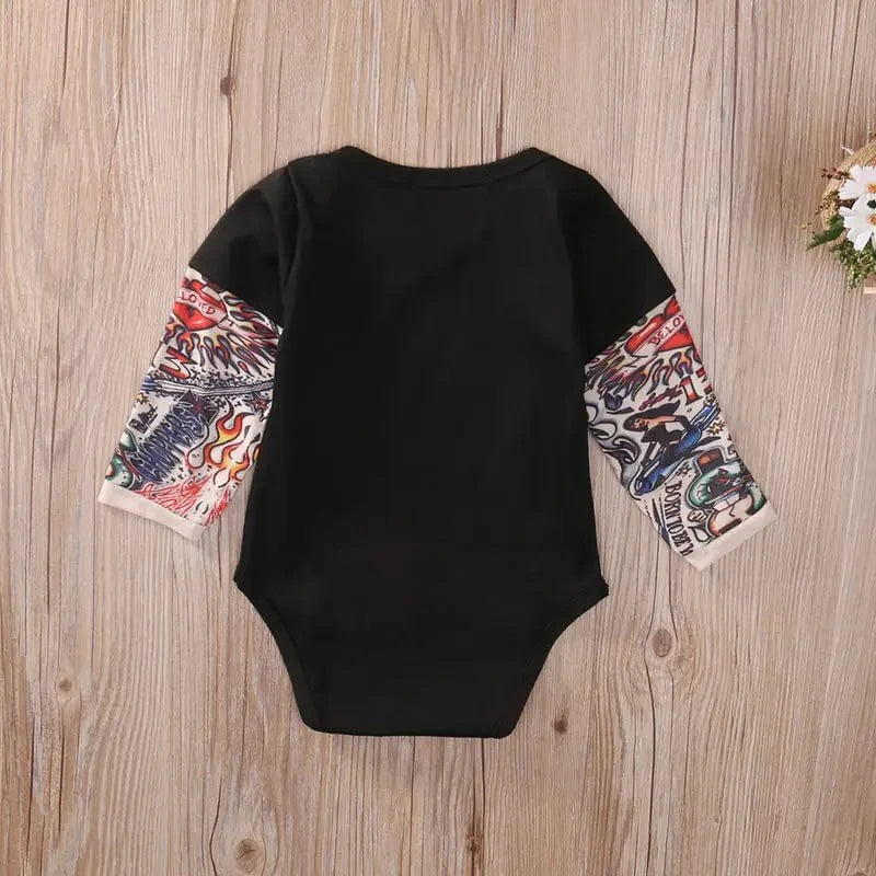 Giggles And Grab Fashion newborn Fashion Newborn Baby Girl Boys Romper Bodysuit Clothes Tattoos Print Rock Children Boy Baby Clothing Jumpsuit Outfits"