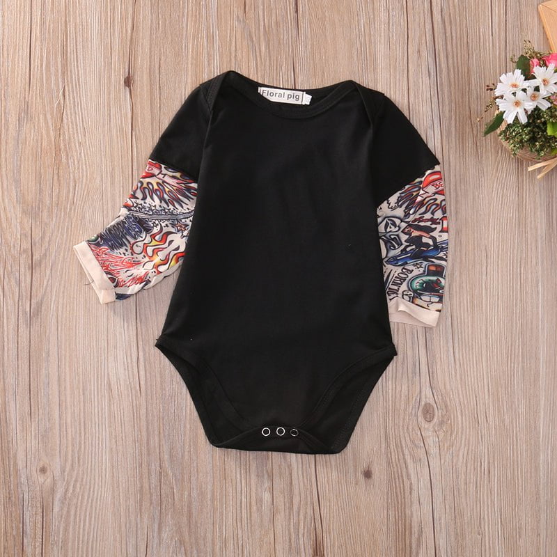 Giggles And Grab Fashion newborn Fashion Newborn Baby Girl Boys Romper Bodysuit Clothes Tattoos Print Rock Children Boy Baby Clothing Jumpsuit Outfits"